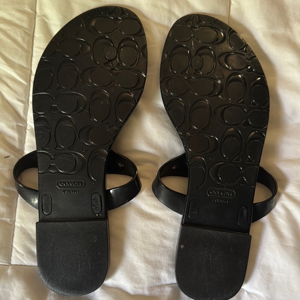 Coach -Elegant Black Sandals with Silver Accents - Picture 2 of 6